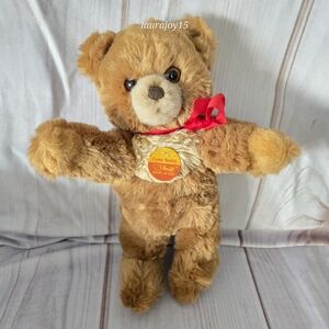 Steiff Cosy Teddy Bear Plush Stuffed Toy Red Bow Name Tag 11 Inch